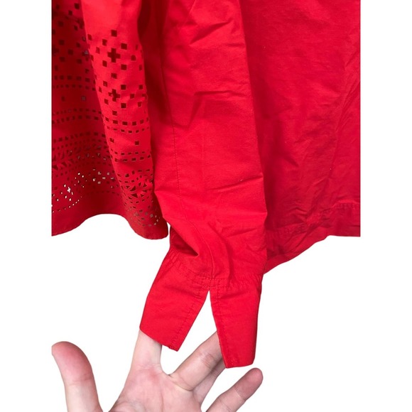 Lauren Ralph Lauren Red Top Laser Cut Bell Sleeves Large - Picture 3 of 8